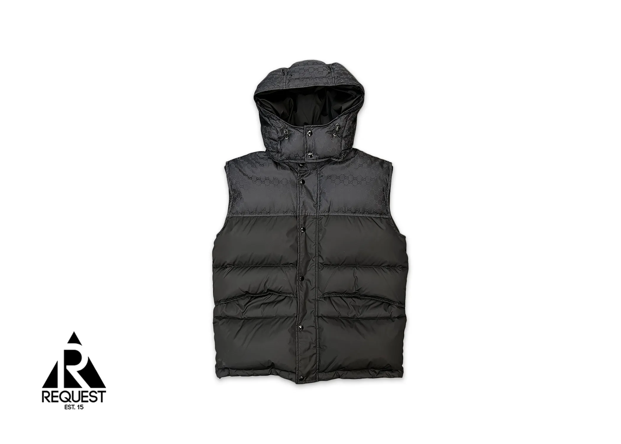 GG Jacquard Nylon Gilet Vest Black
