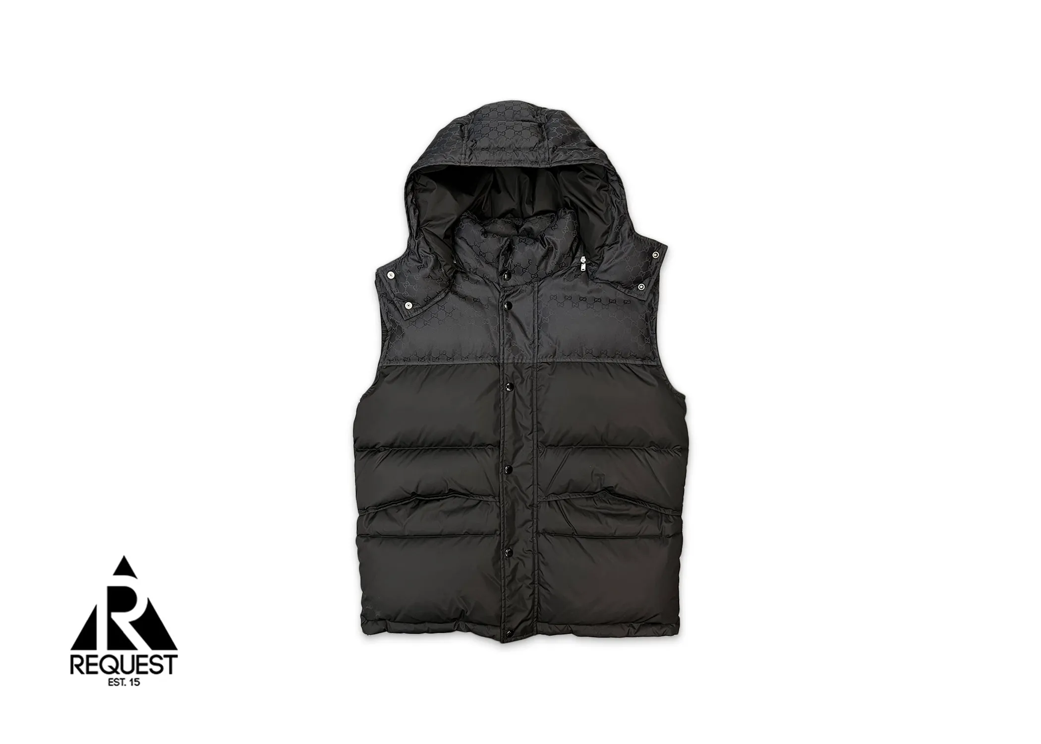 GG Jacquard Nylon Gilet Vest Black
