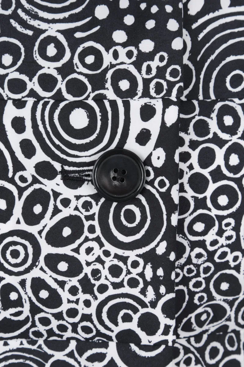 graphic print nylon double-breasted down jacket