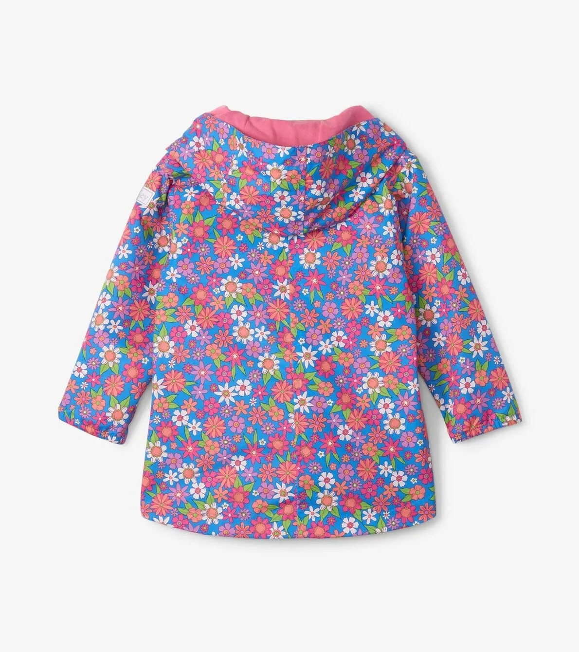 Hatley Girl Retro Floral Waterproof Rain Jacket, Pink Multi