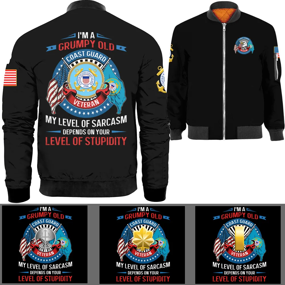 I'm A Grumpy Old Veteran Military Logo/Insignia Bomber Jacket
