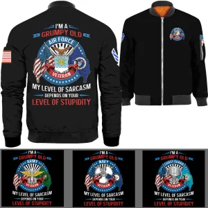 I'm A Grumpy Old Veteran Military Logo/Insignia Bomber Jacket