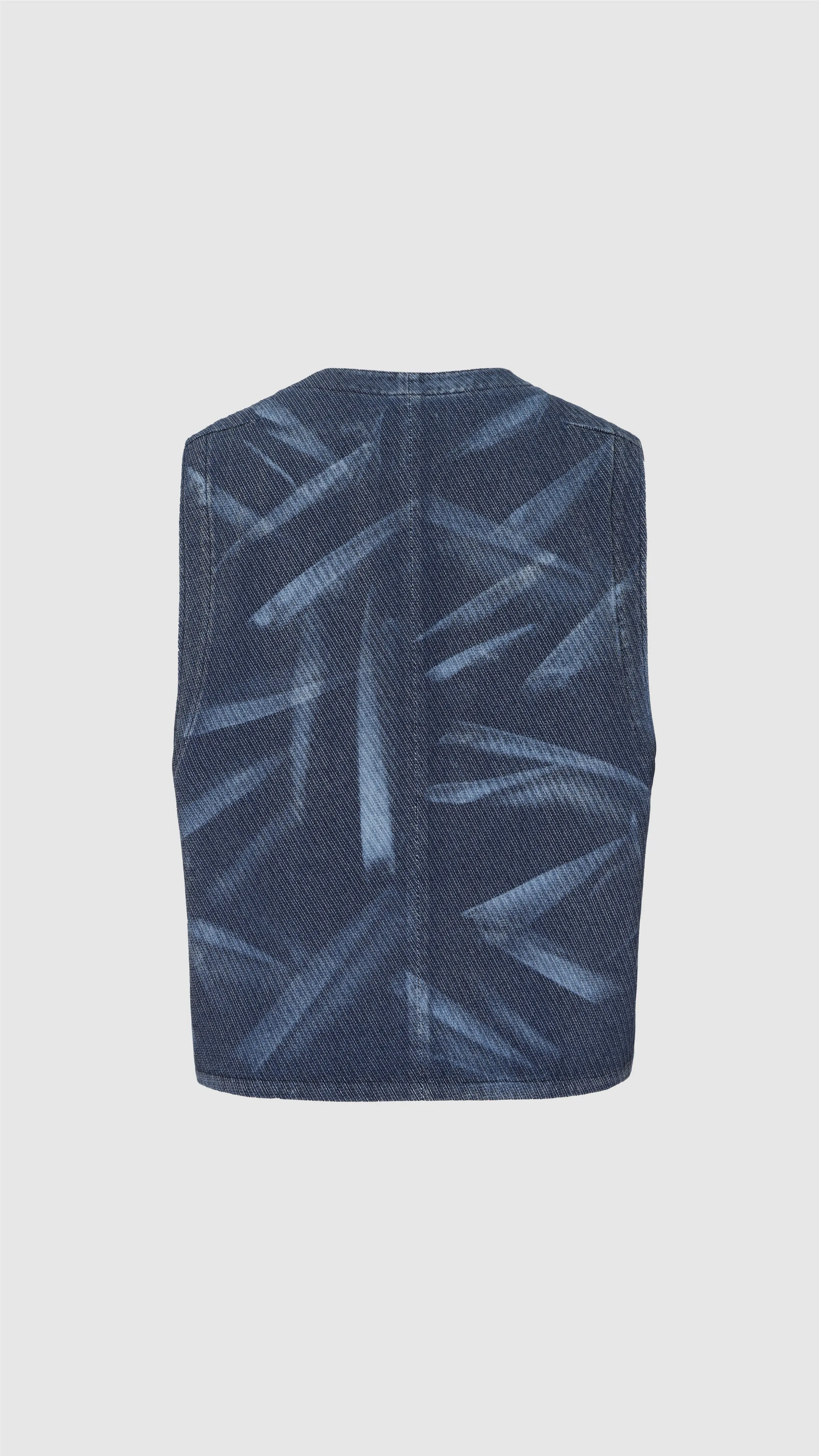 Indigo Cotton Polyester Jersey Waistcoat