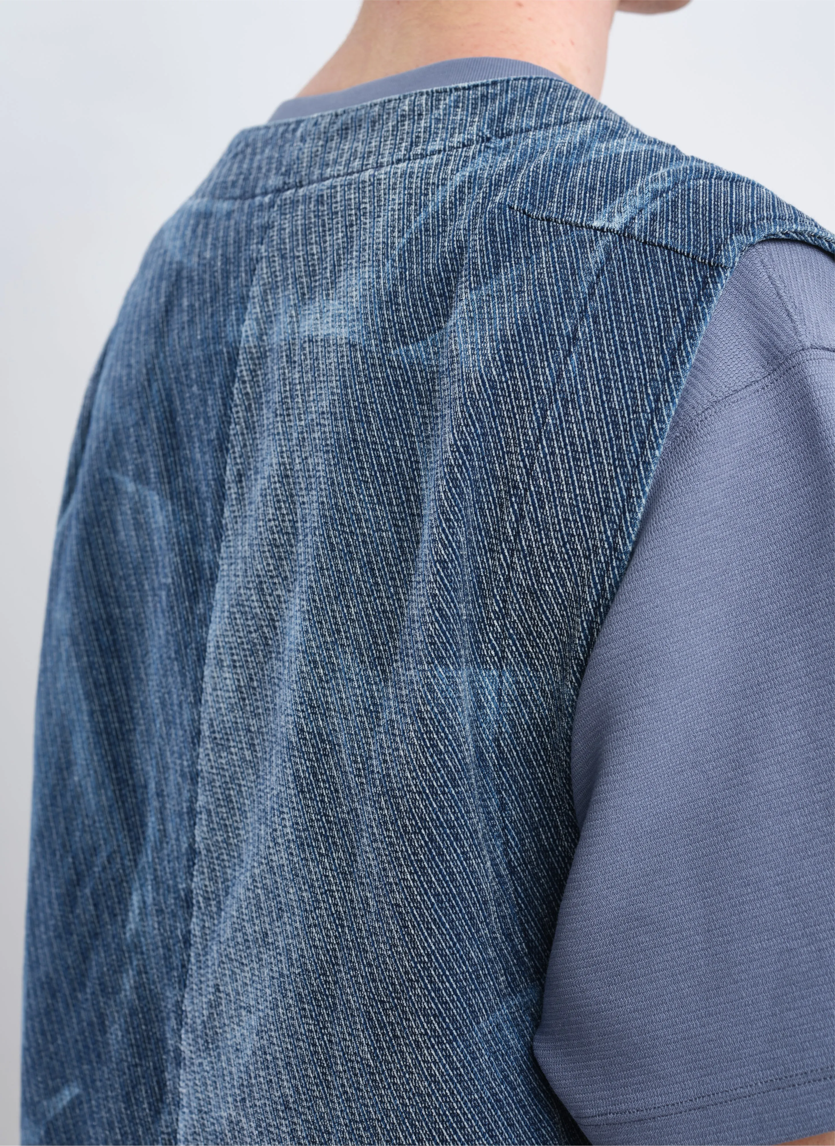 Indigo Cotton Polyester Jersey Waistcoat