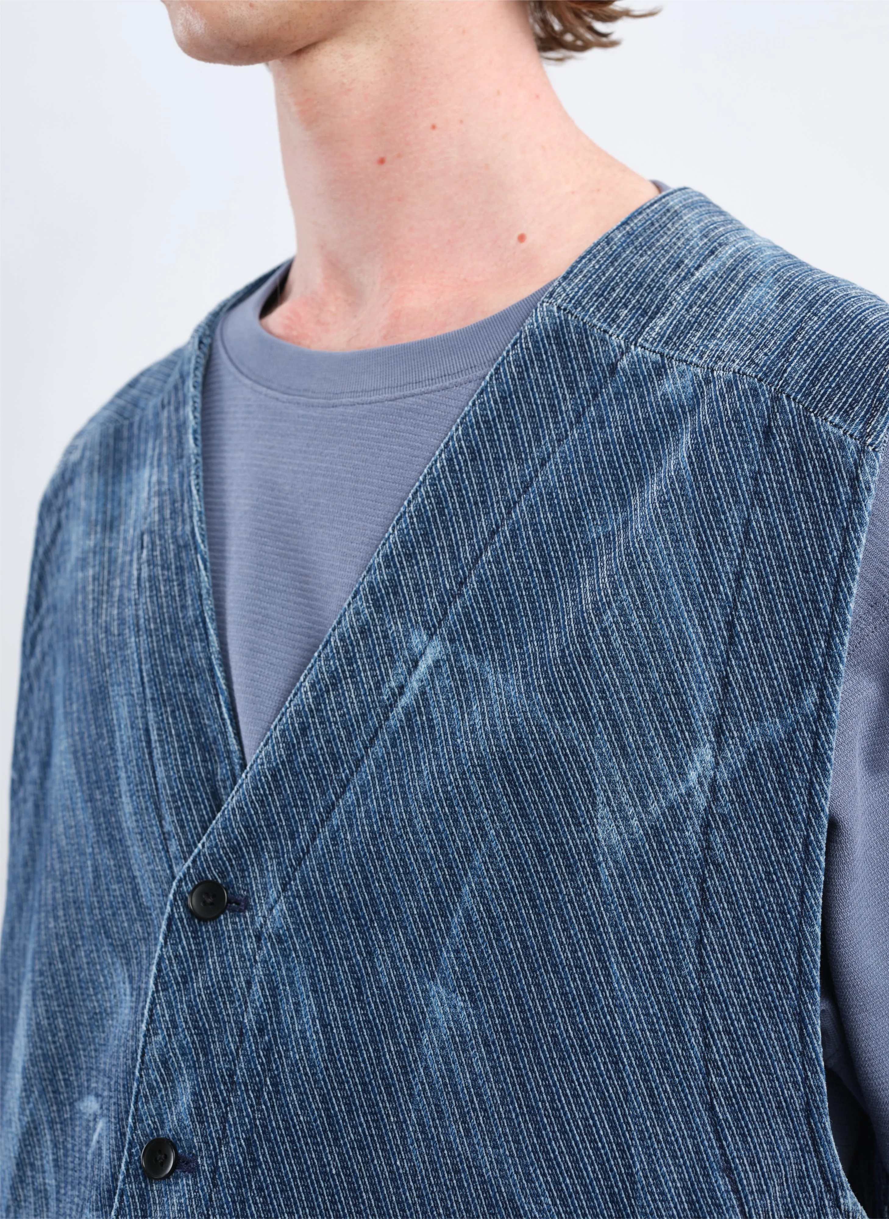 Indigo Cotton Polyester Jersey Waistcoat