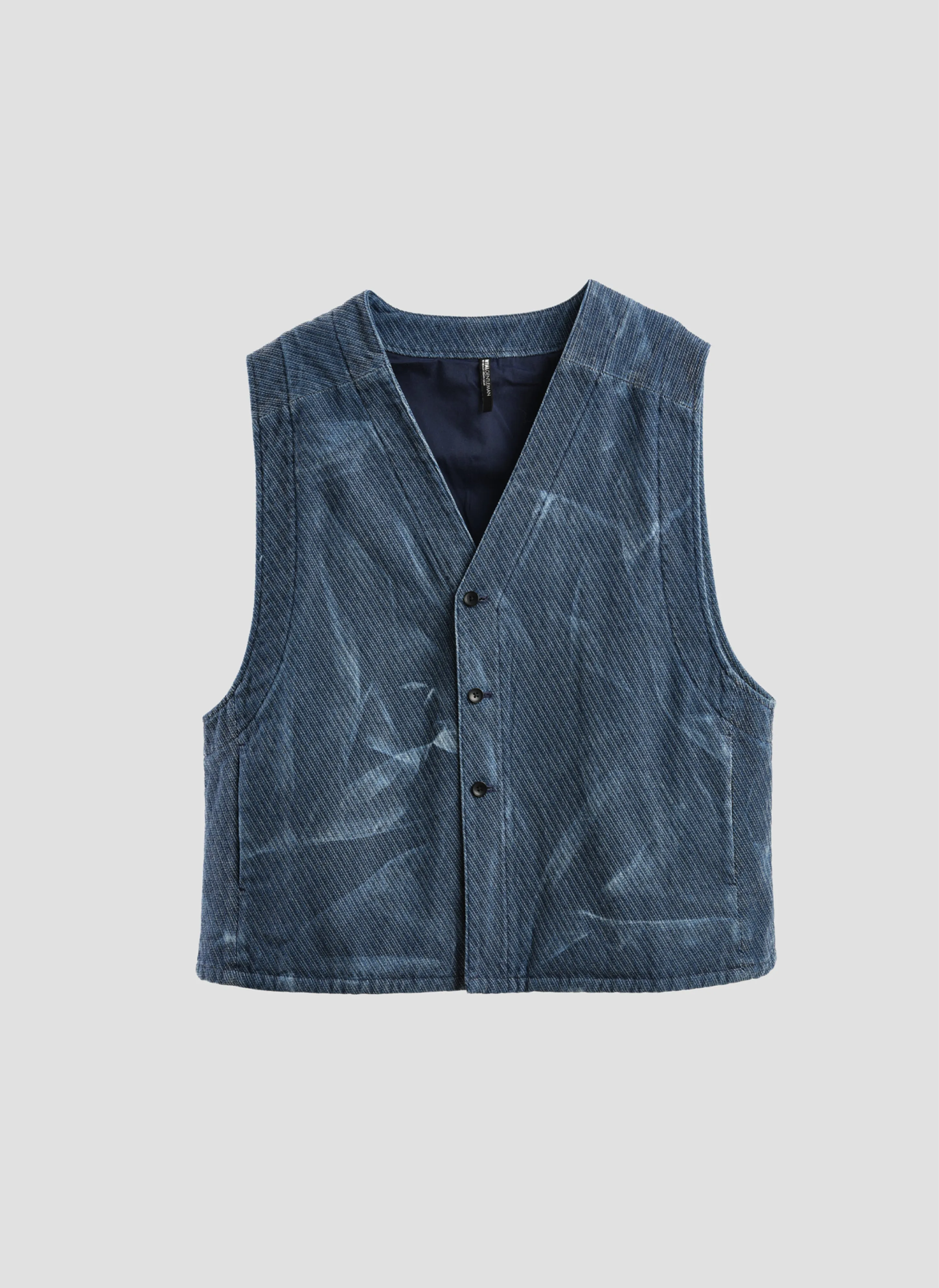 Indigo Cotton Polyester Jersey Waistcoat