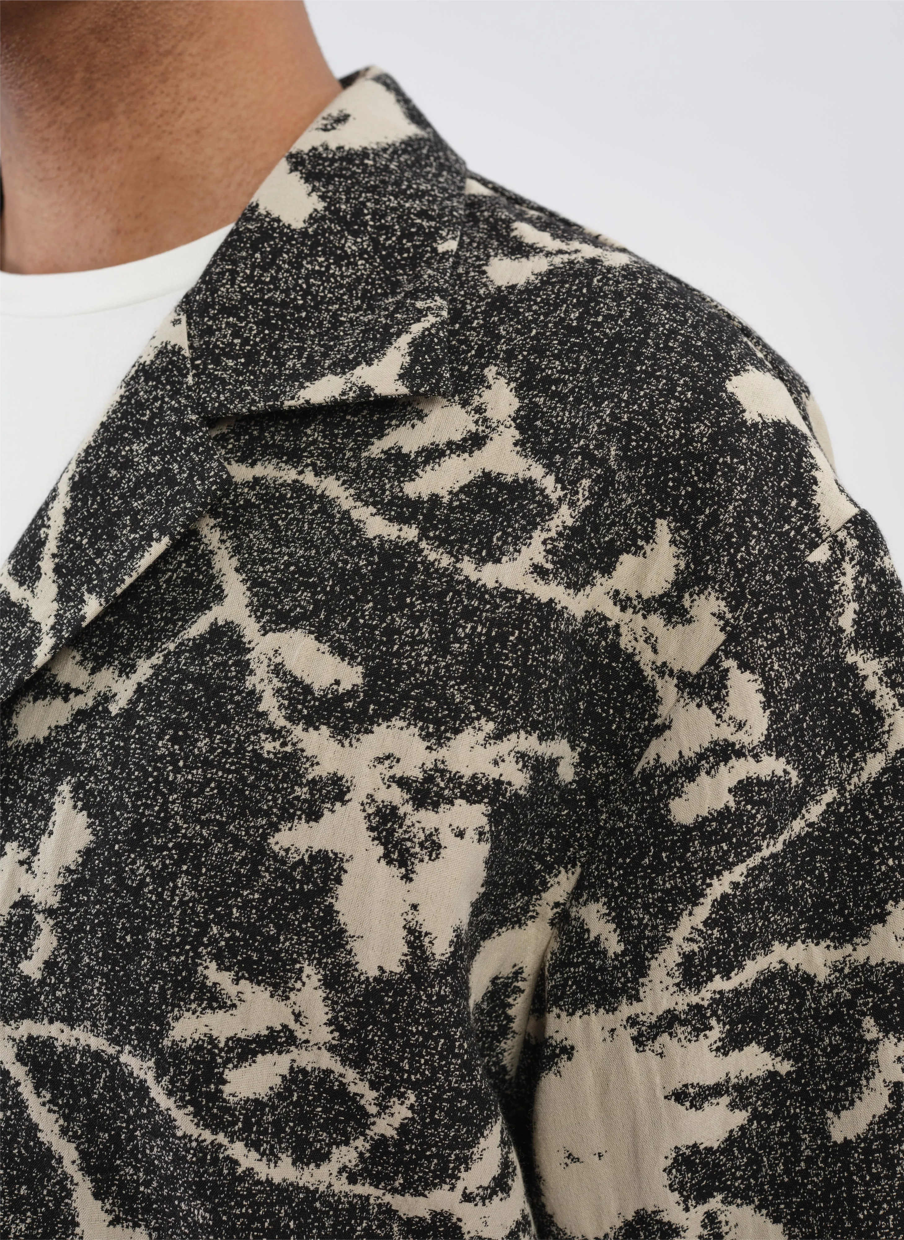 Jacquard Open Collar Shirt Jacket