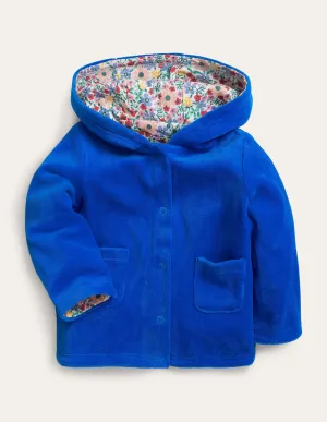 Jersey Velvet Hooded Jacket-Penzance Blue