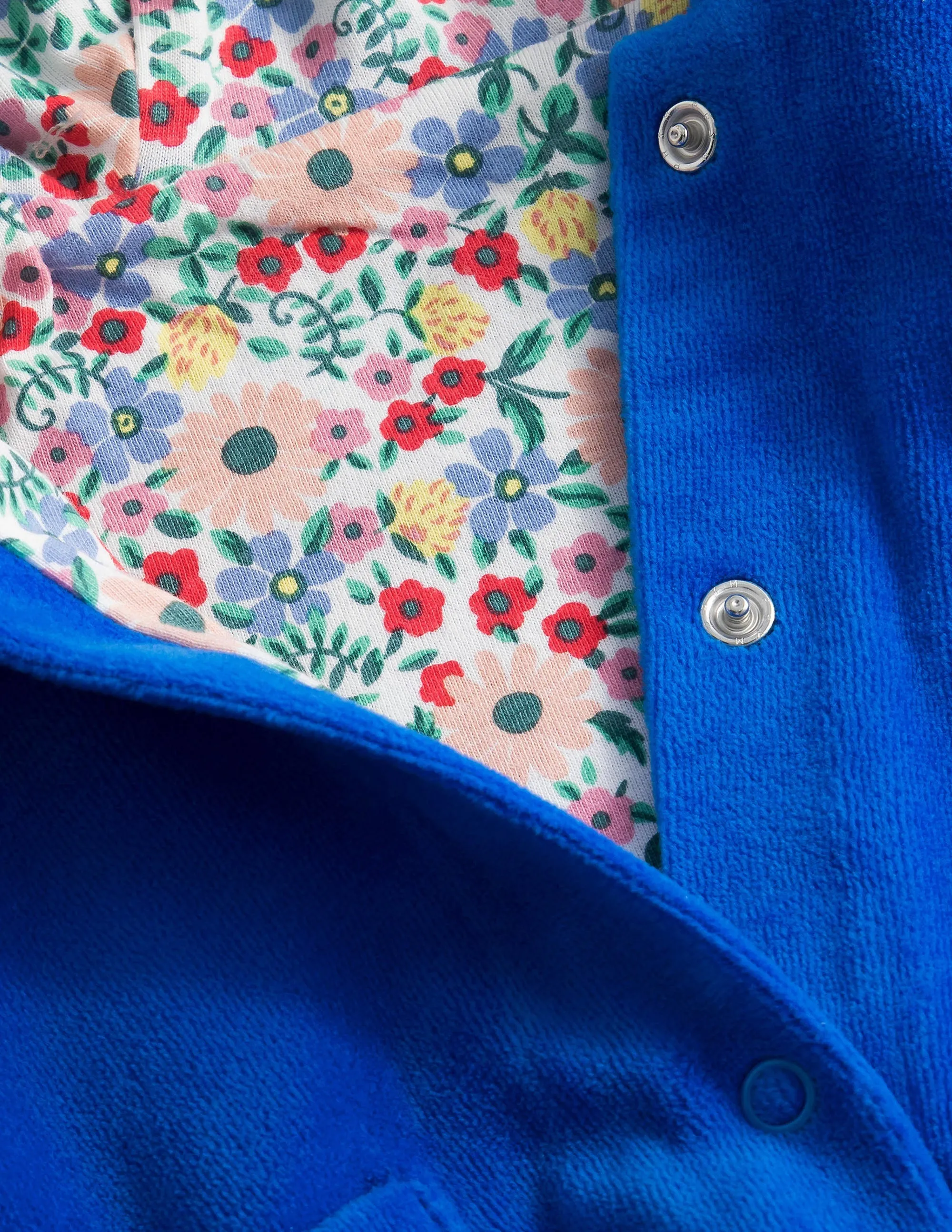 Jersey Velvet Hooded Jacket-Penzance Blue