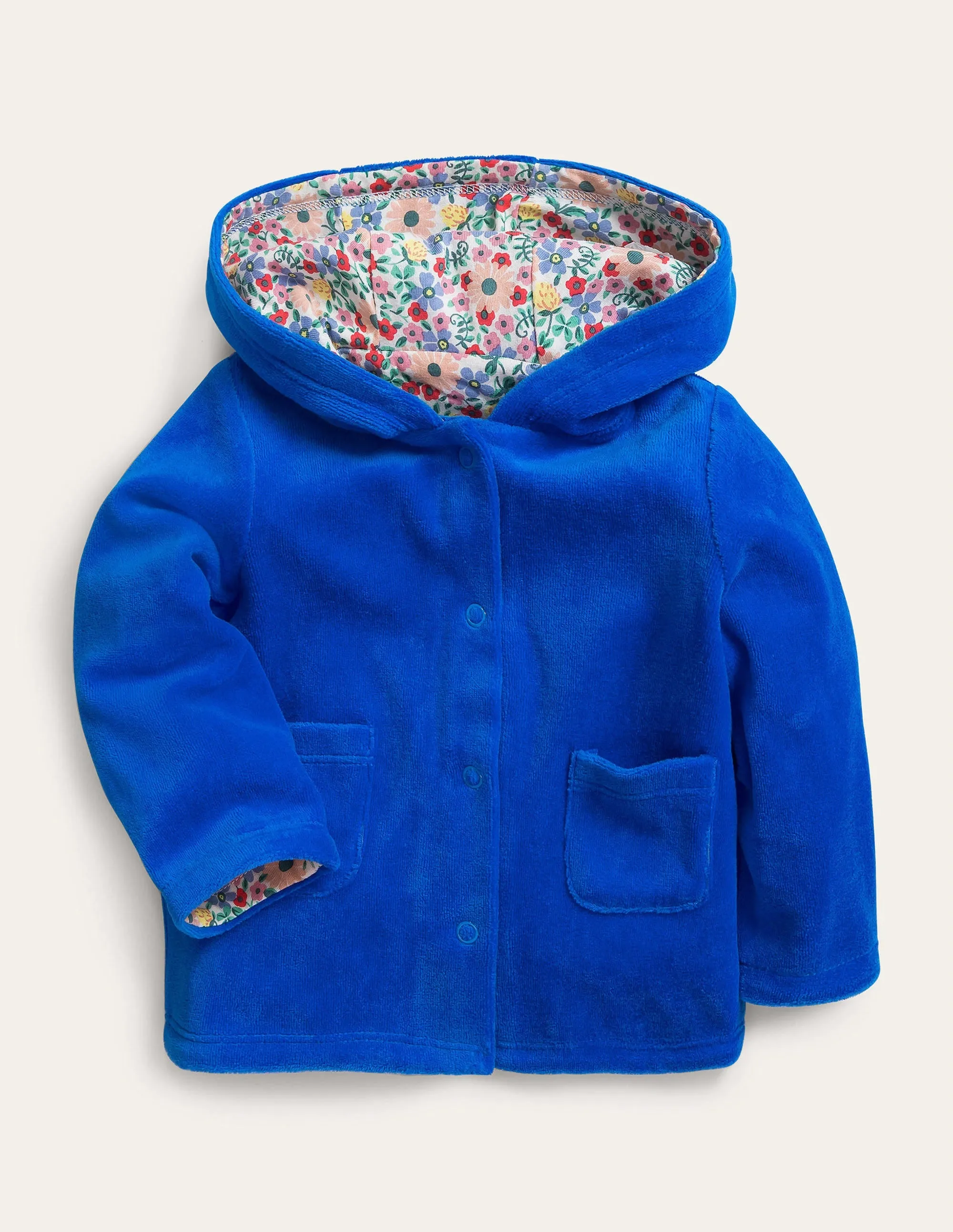 Jersey Velvet Hooded Jacket-Penzance Blue