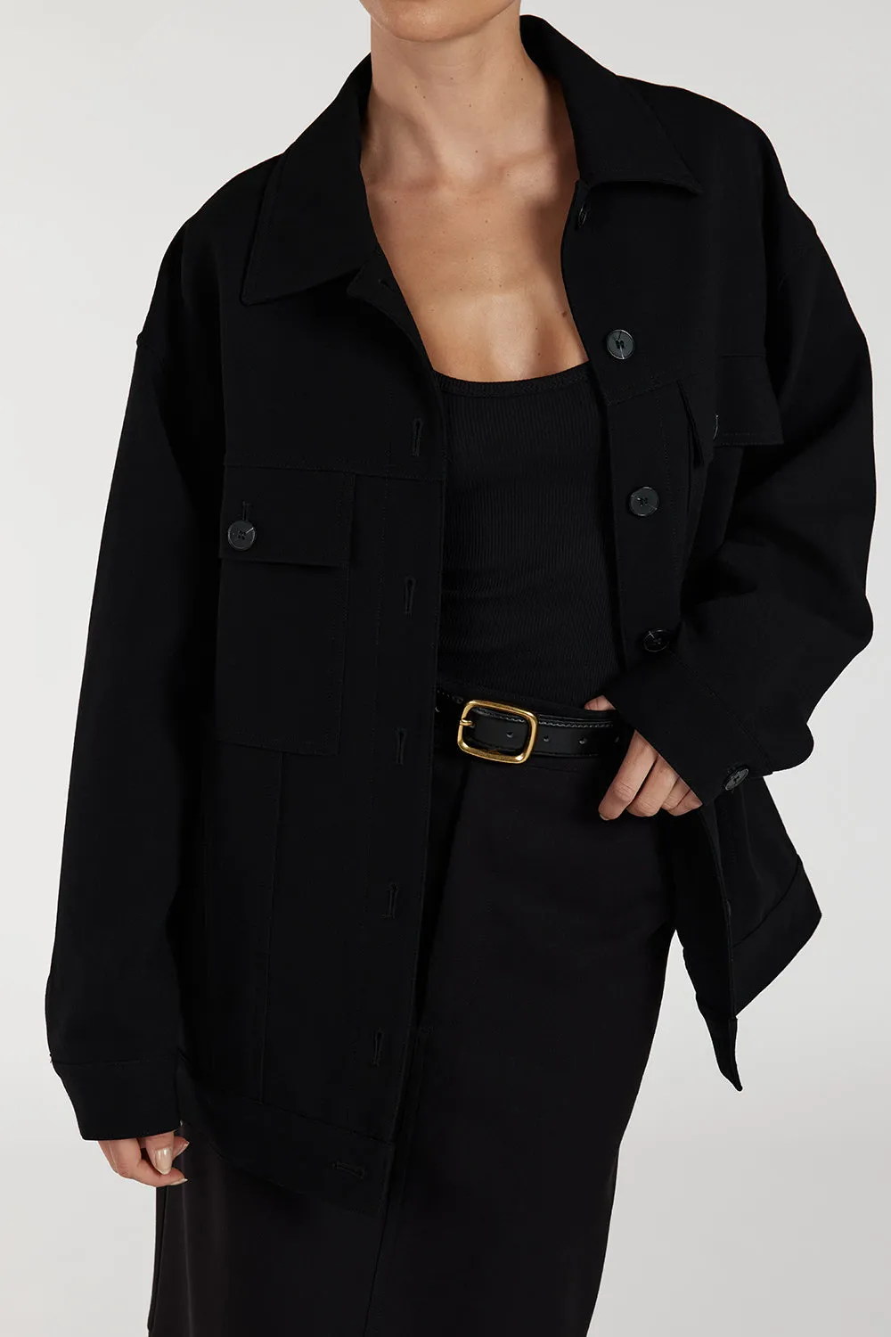 JIL BLACK TAILORED TRUCKER JACKET