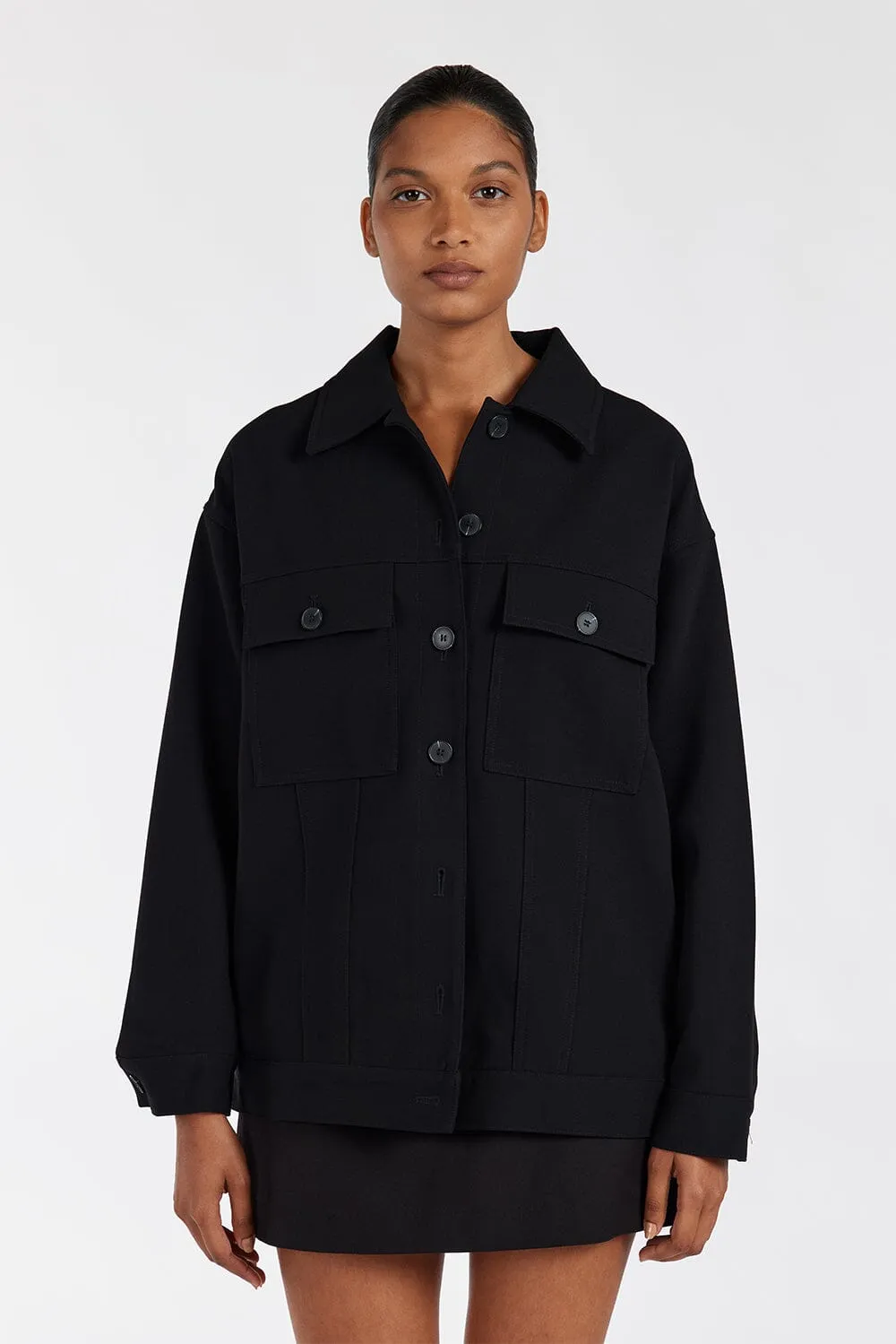 JIL BLACK TAILORED TRUCKER JACKET