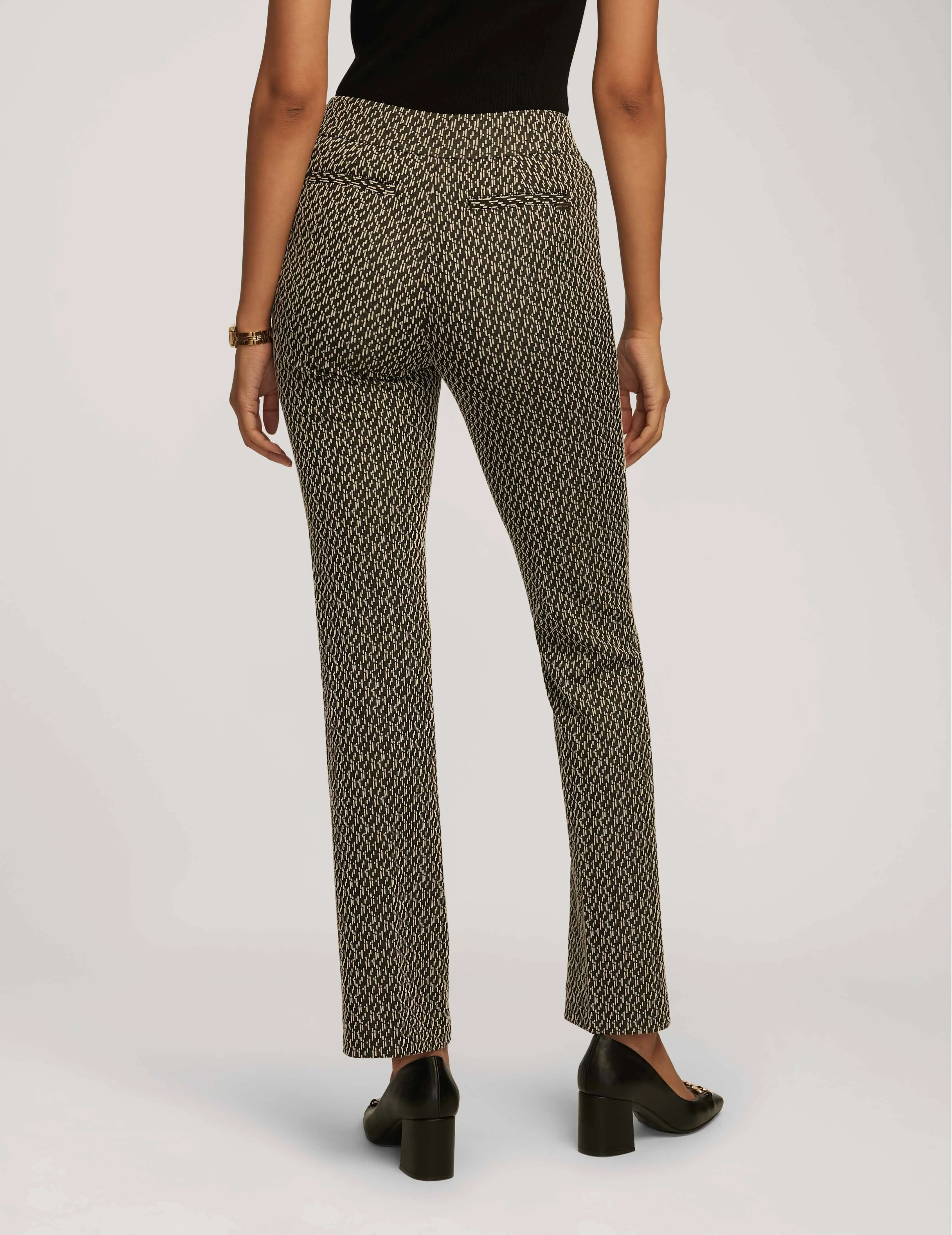 Knit Jacquard Pull On Waistband Bootleg Pant- Sale