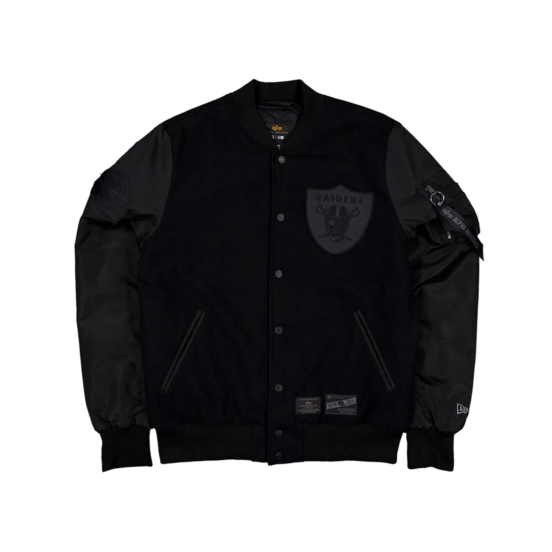 Las Vegas Raiders Alpha Industries x NFL MA-1 Black on Black Varsity Jacket
