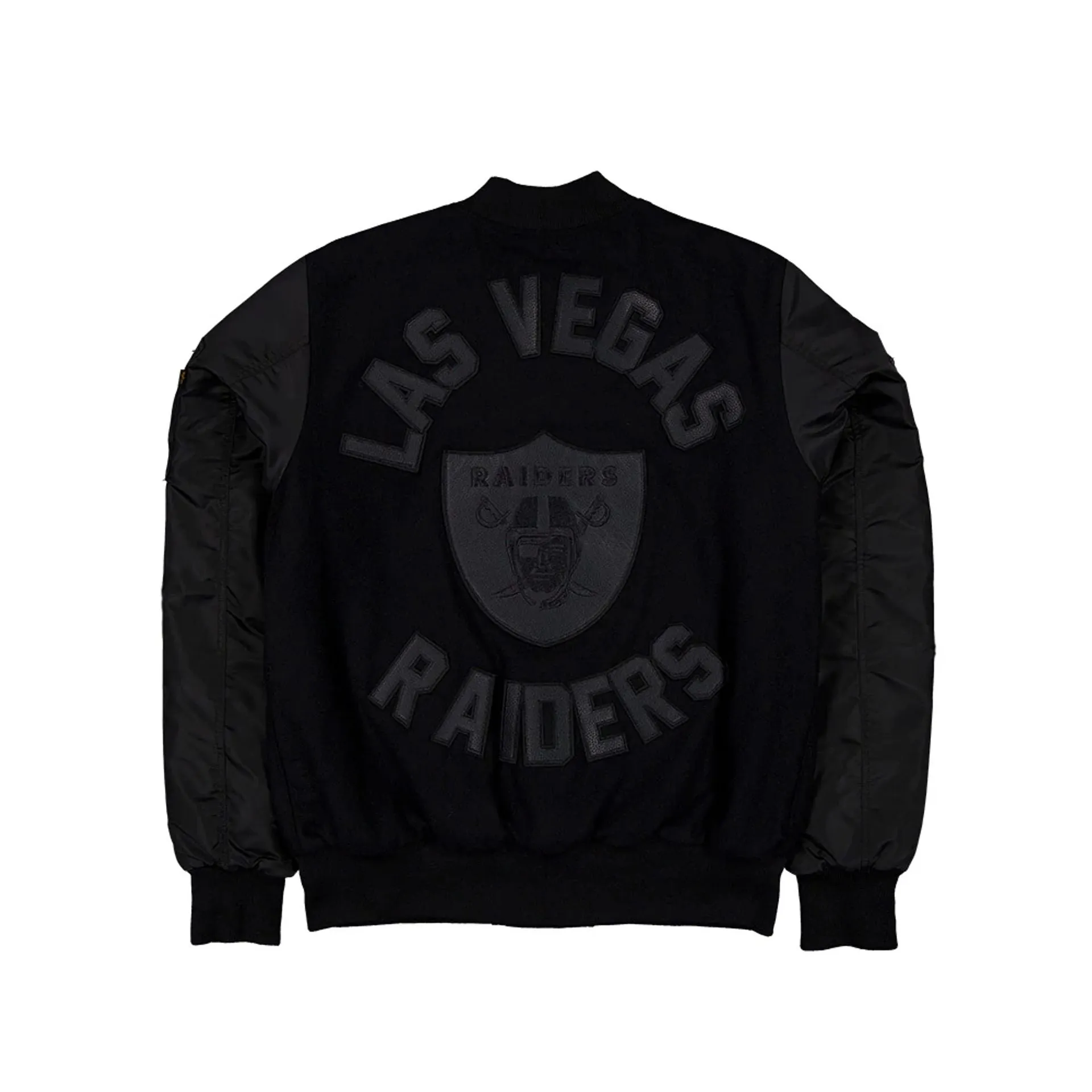 Las Vegas Raiders Alpha Industries x NFL MA-1 Black on Black Varsity Jacket