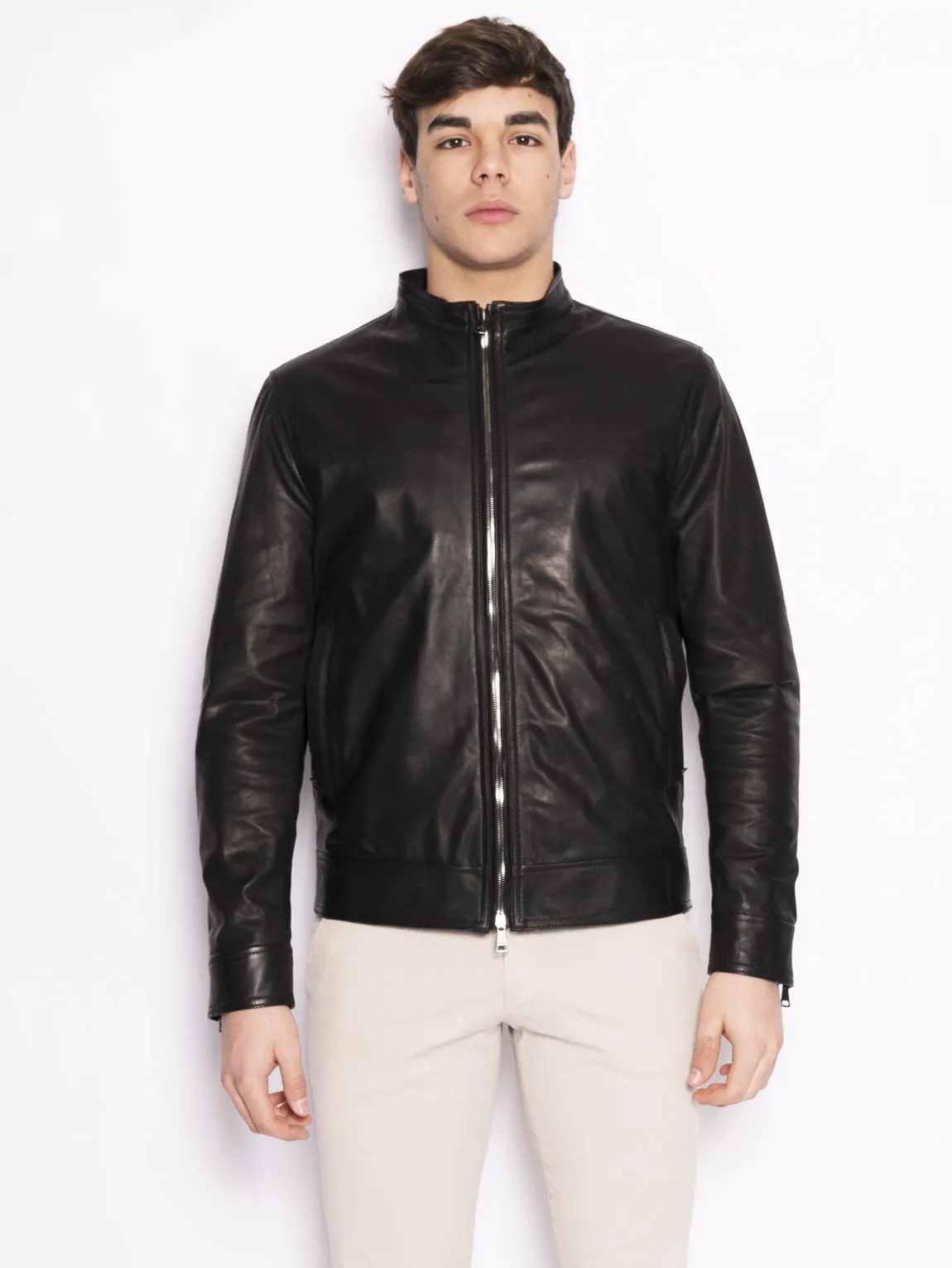 Leather biker jacket
