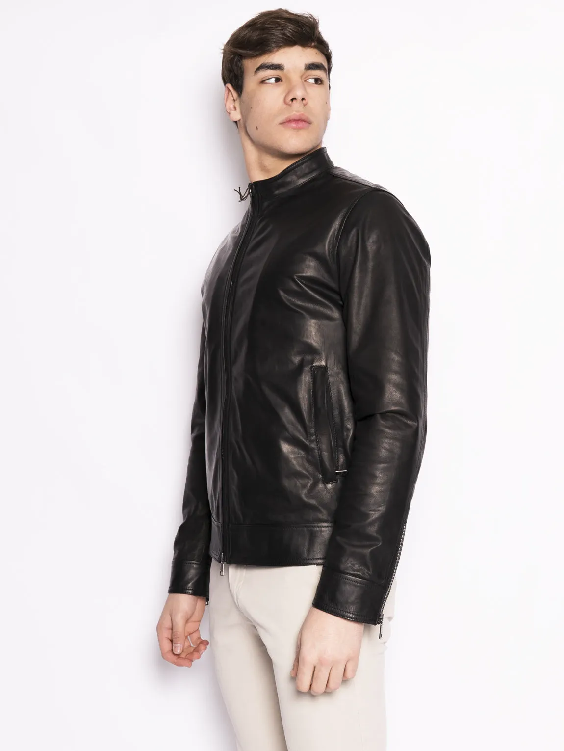 Leather biker jacket