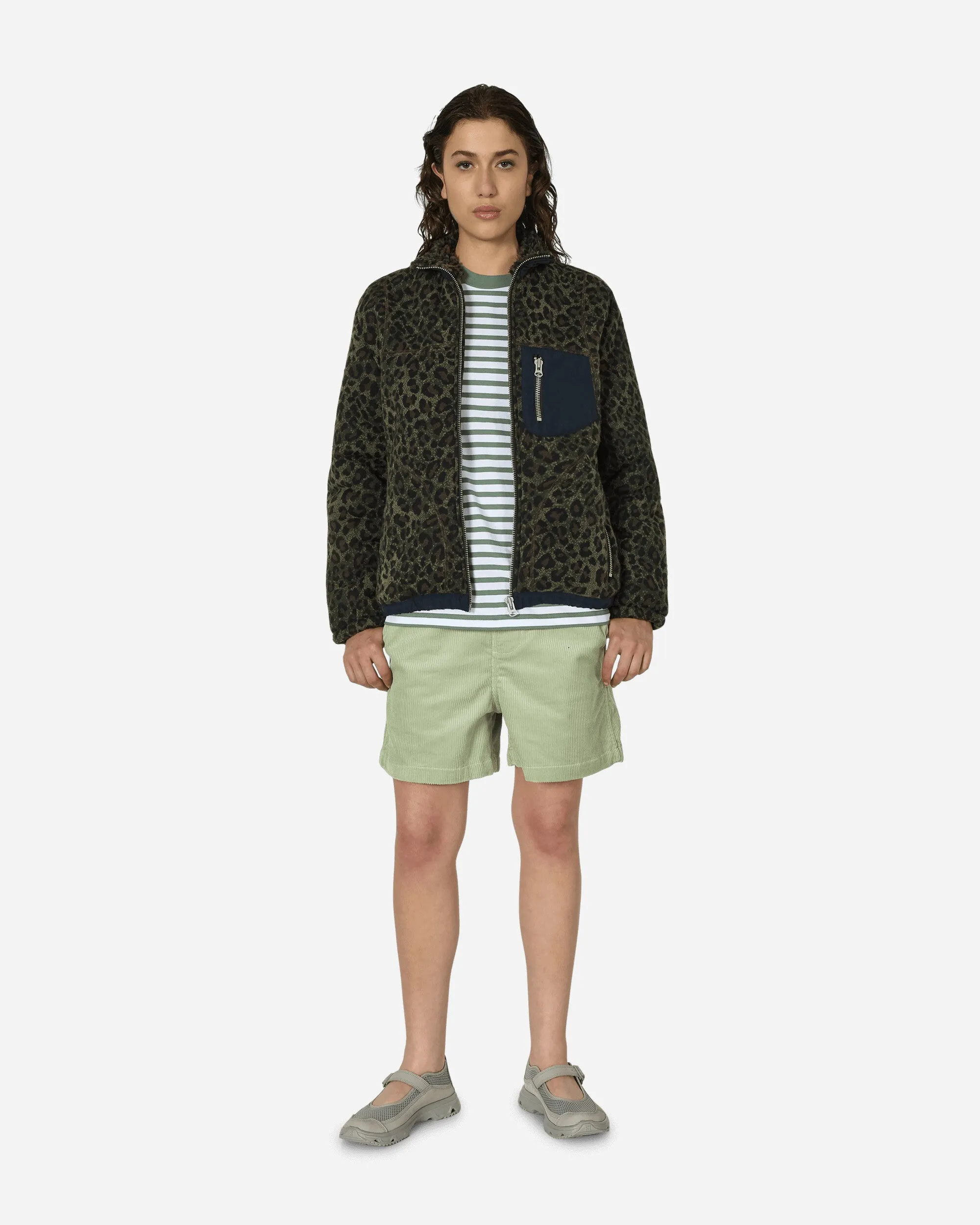 Leopard Reverse Sherpa Jacket Olive
