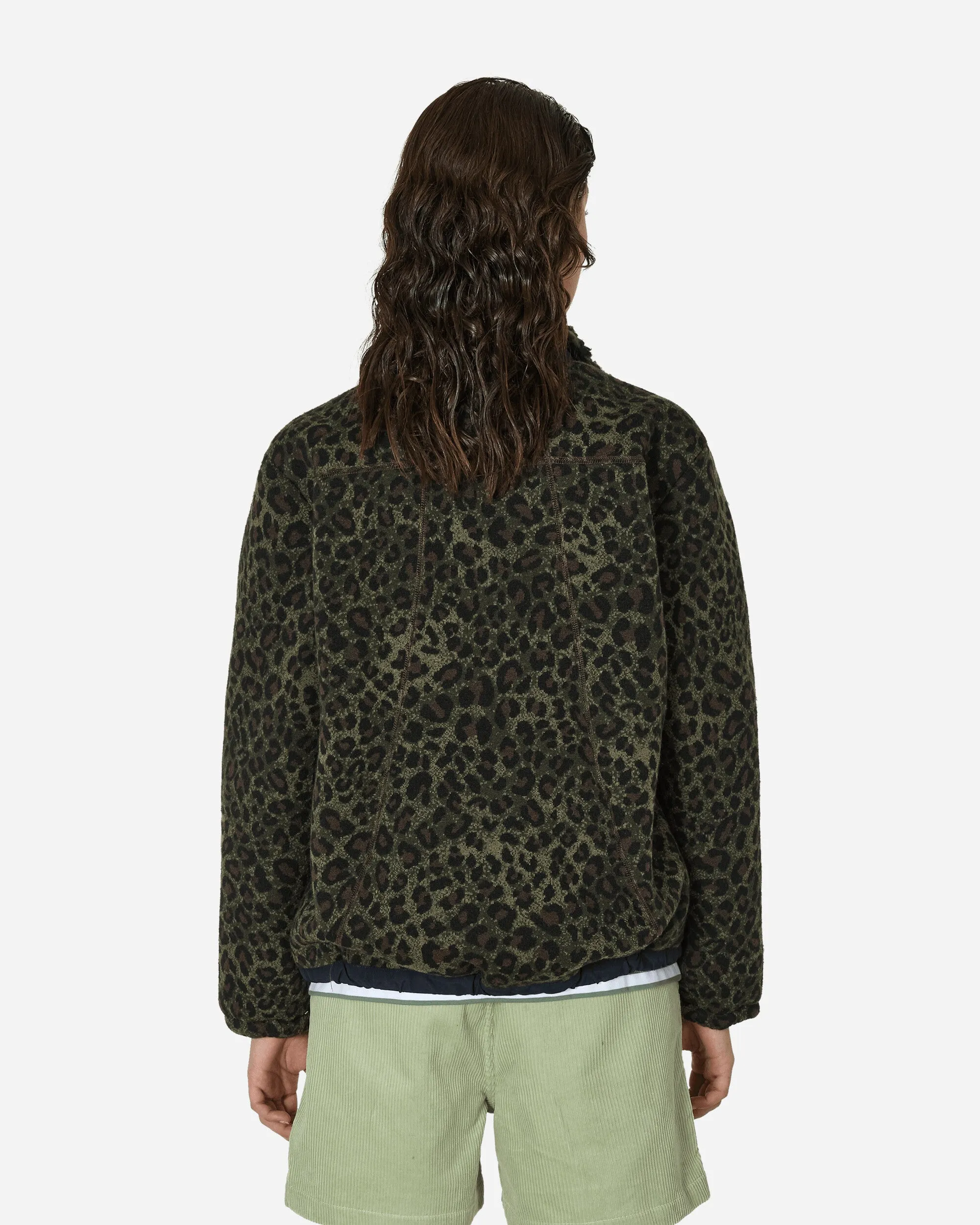 Leopard Reverse Sherpa Jacket Olive