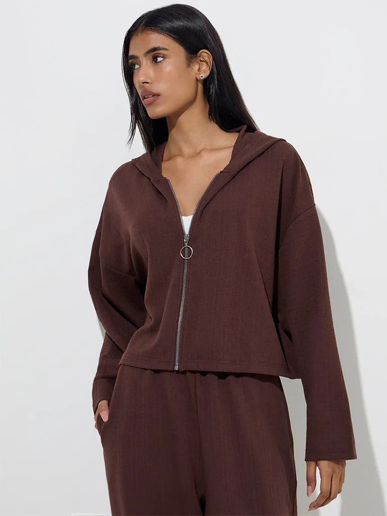 LOV Brown Self-Textured Jacket