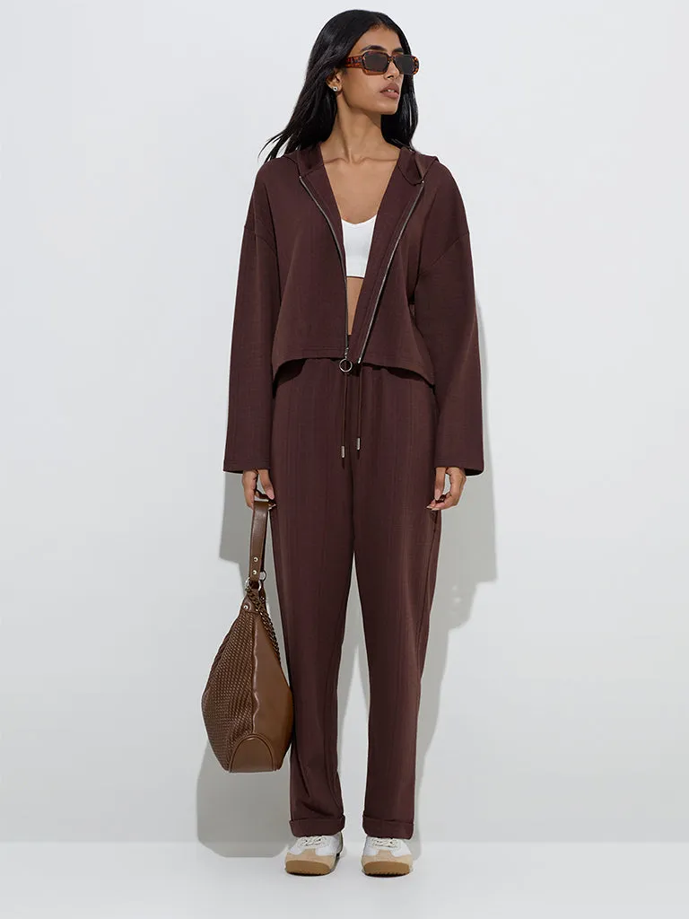LOV Brown Self-Textured Jacket