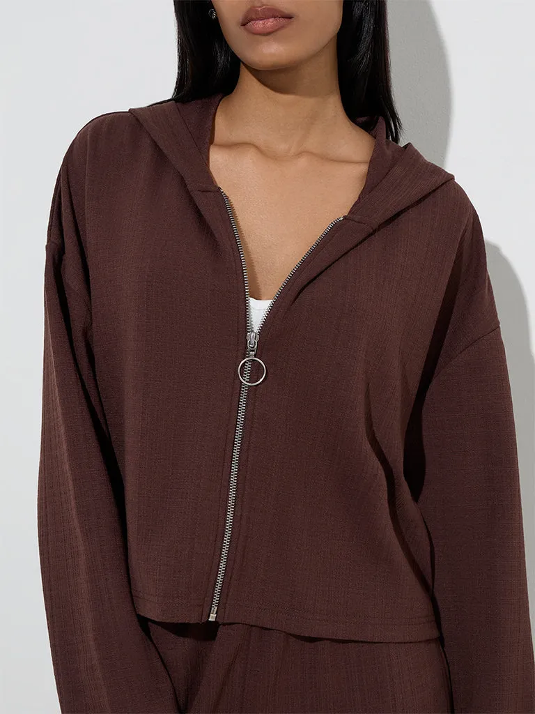LOV Brown Self-Textured Jacket