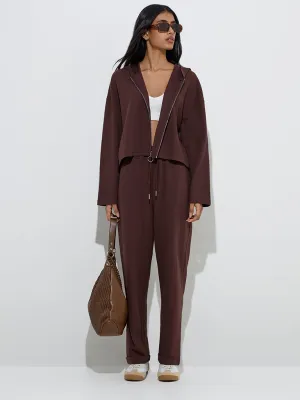LOV Brown Self-Textured Jacket