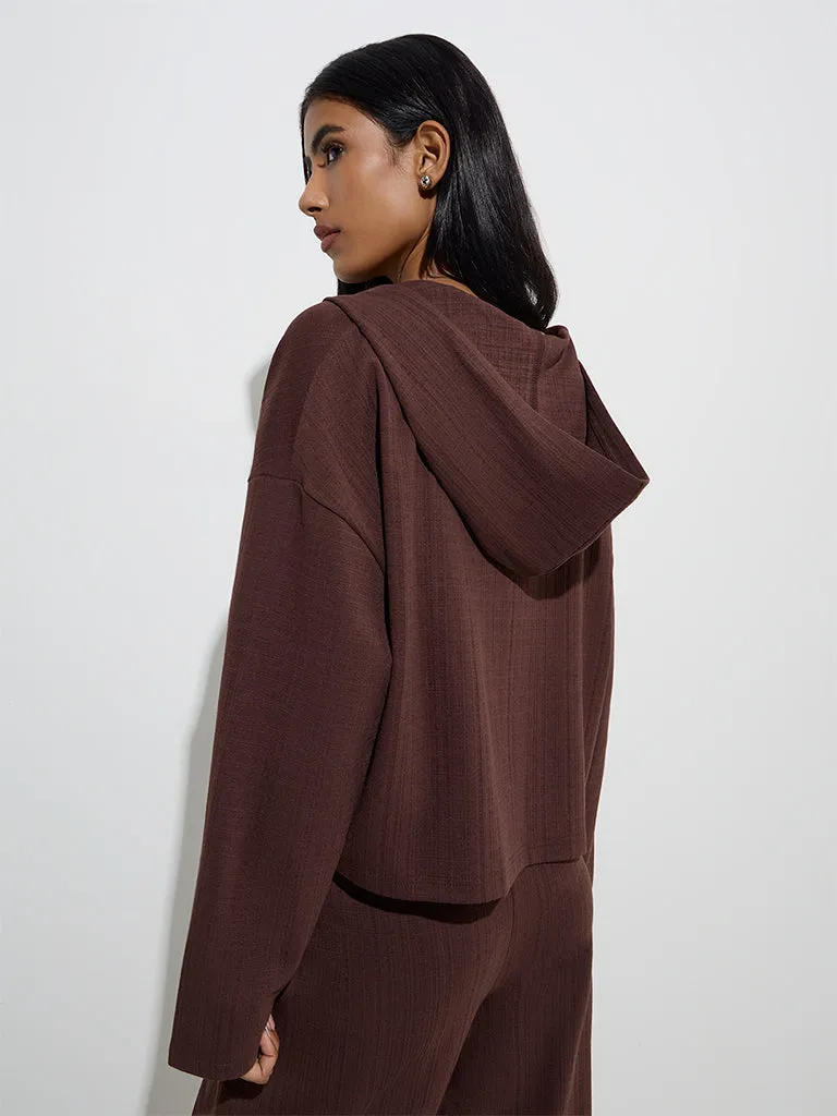 LOV Brown Self-Textured Jacket