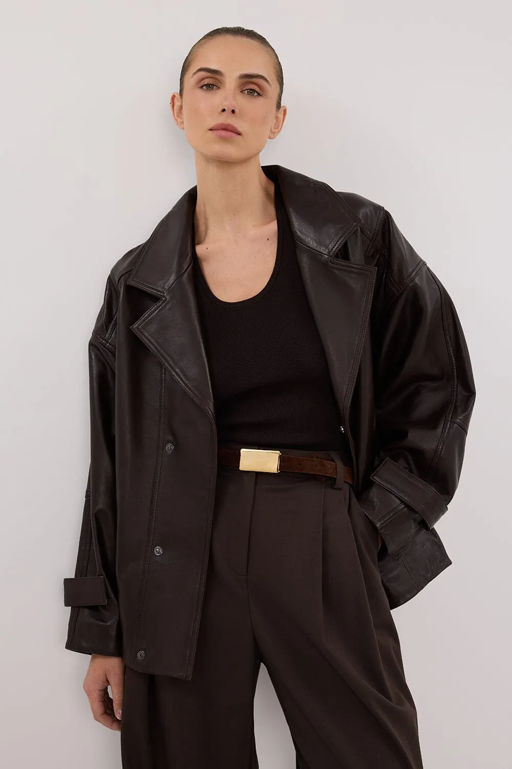 MARGOT CHOC LEATHER  JACKET