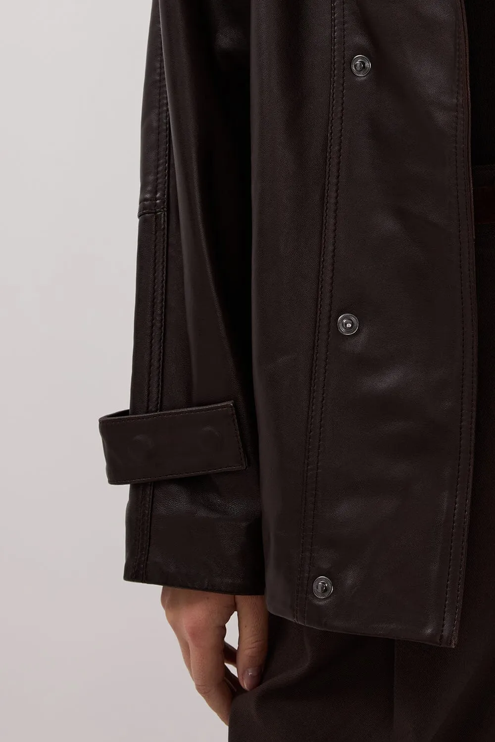 MARGOT CHOC LEATHER  JACKET