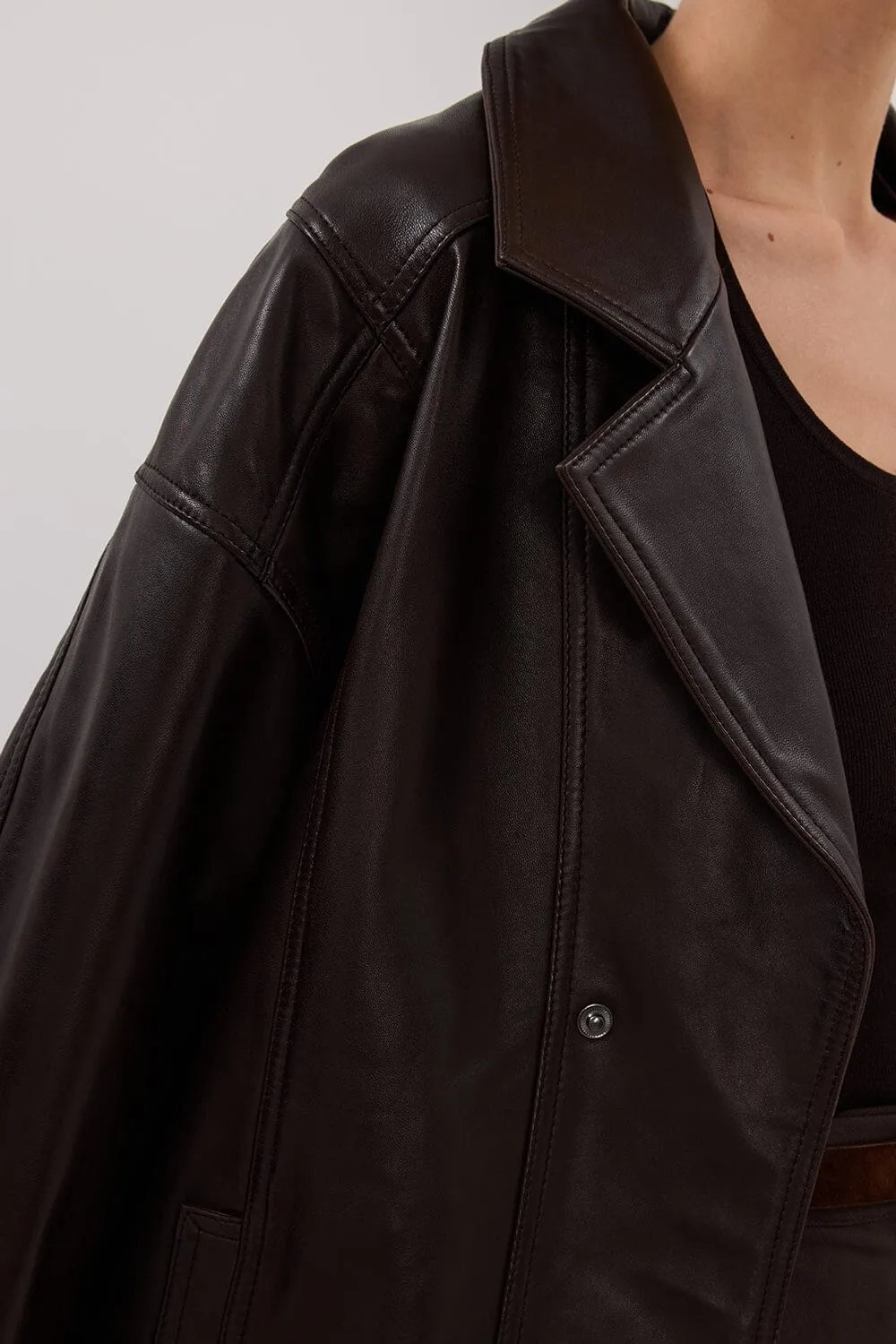 MARGOT CHOC LEATHER  JACKET