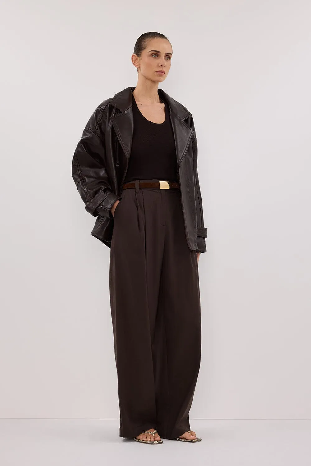 MARGOT CHOC LEATHER  JACKET