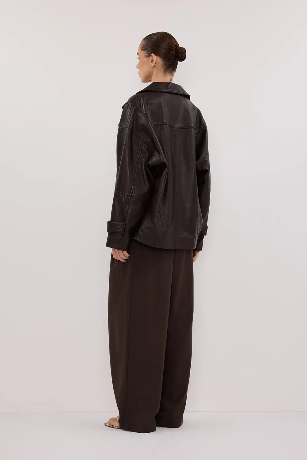 MARGOT CHOC LEATHER  JACKET