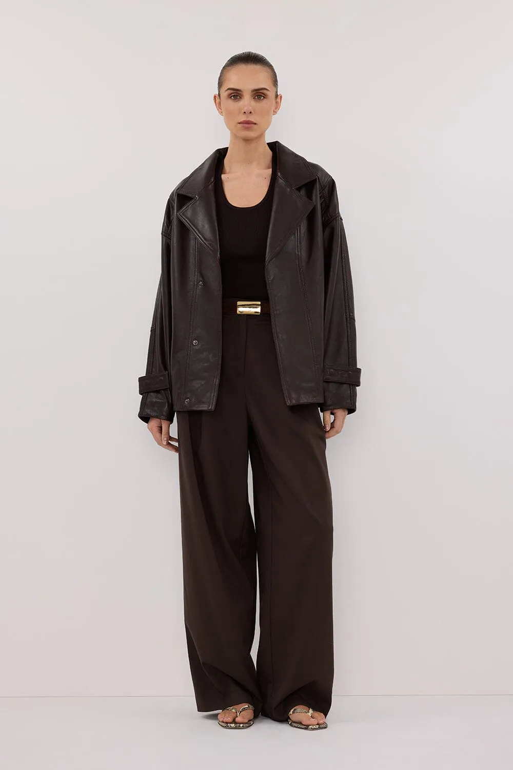 MARGOT CHOC LEATHER  JACKET