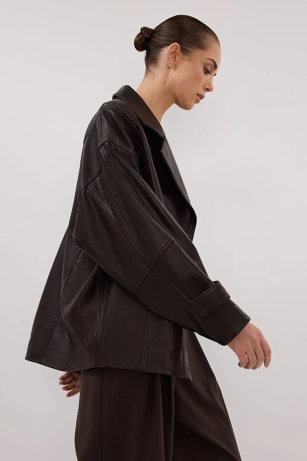 MARGOT CHOC LEATHER  JACKET