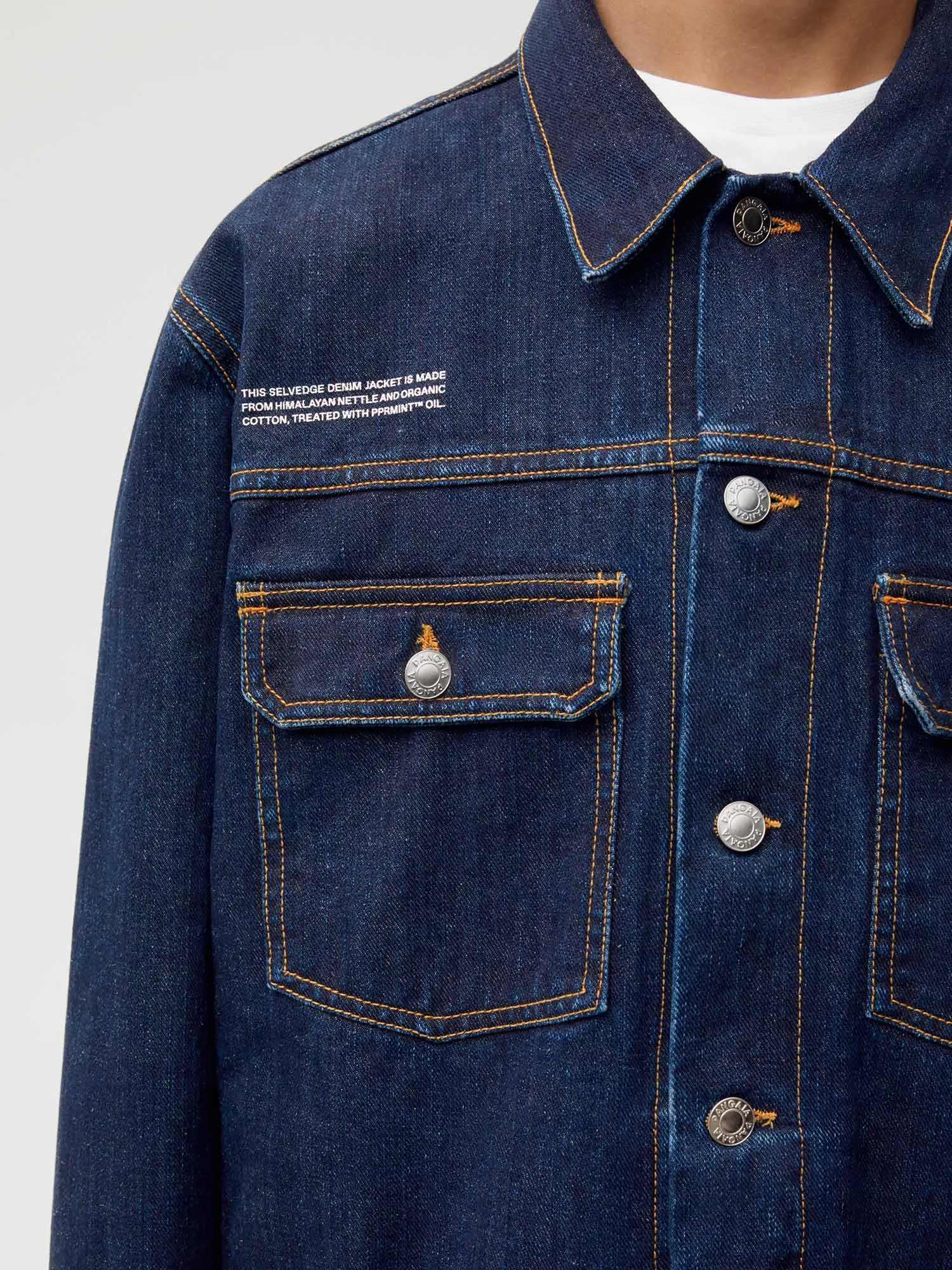 Mens Nettle Denim Jacket—rinse wash