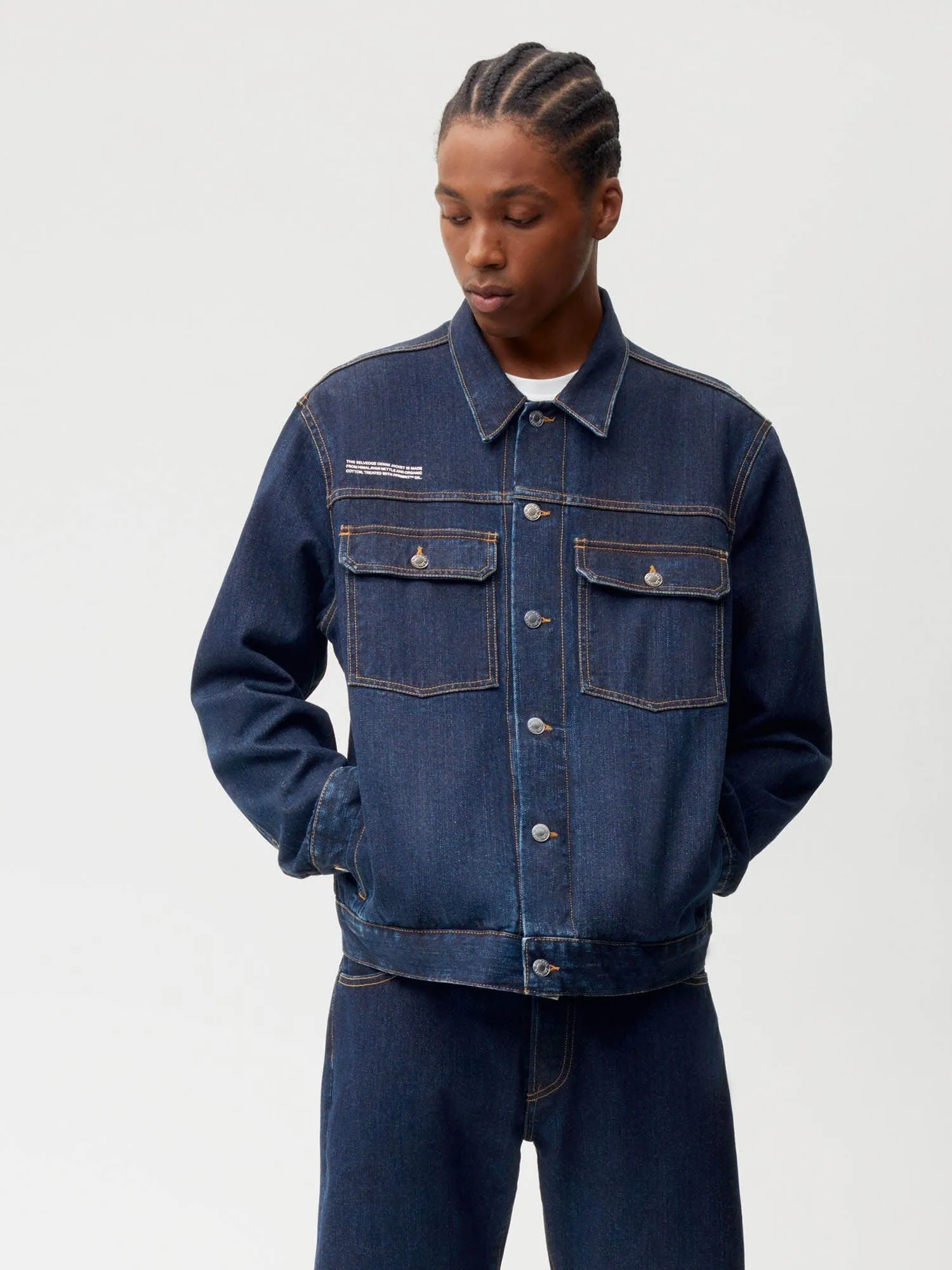 Mens Nettle Denim Jacket—rinse wash