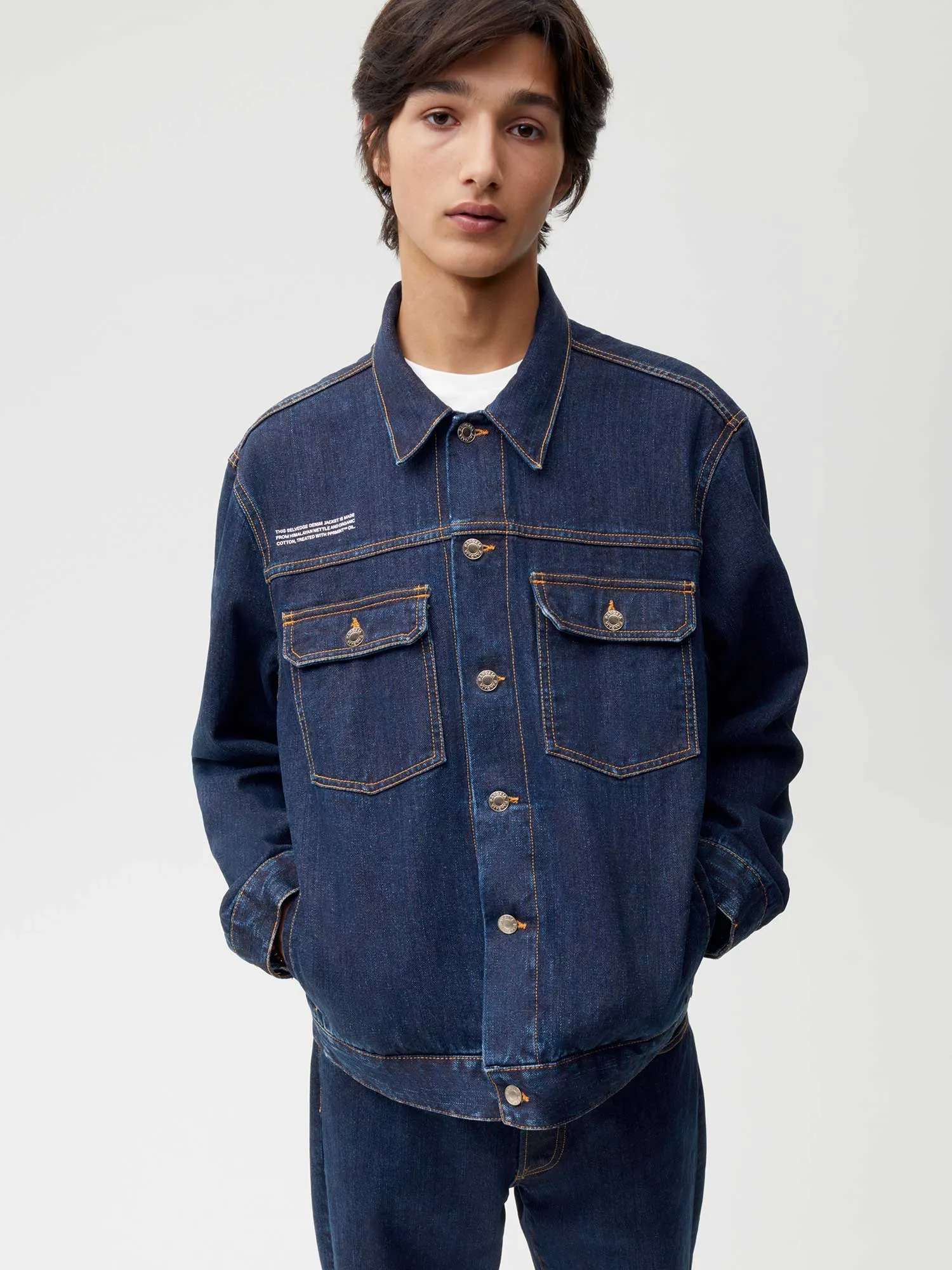 Mens Nettle Denim Jacket—rinse wash