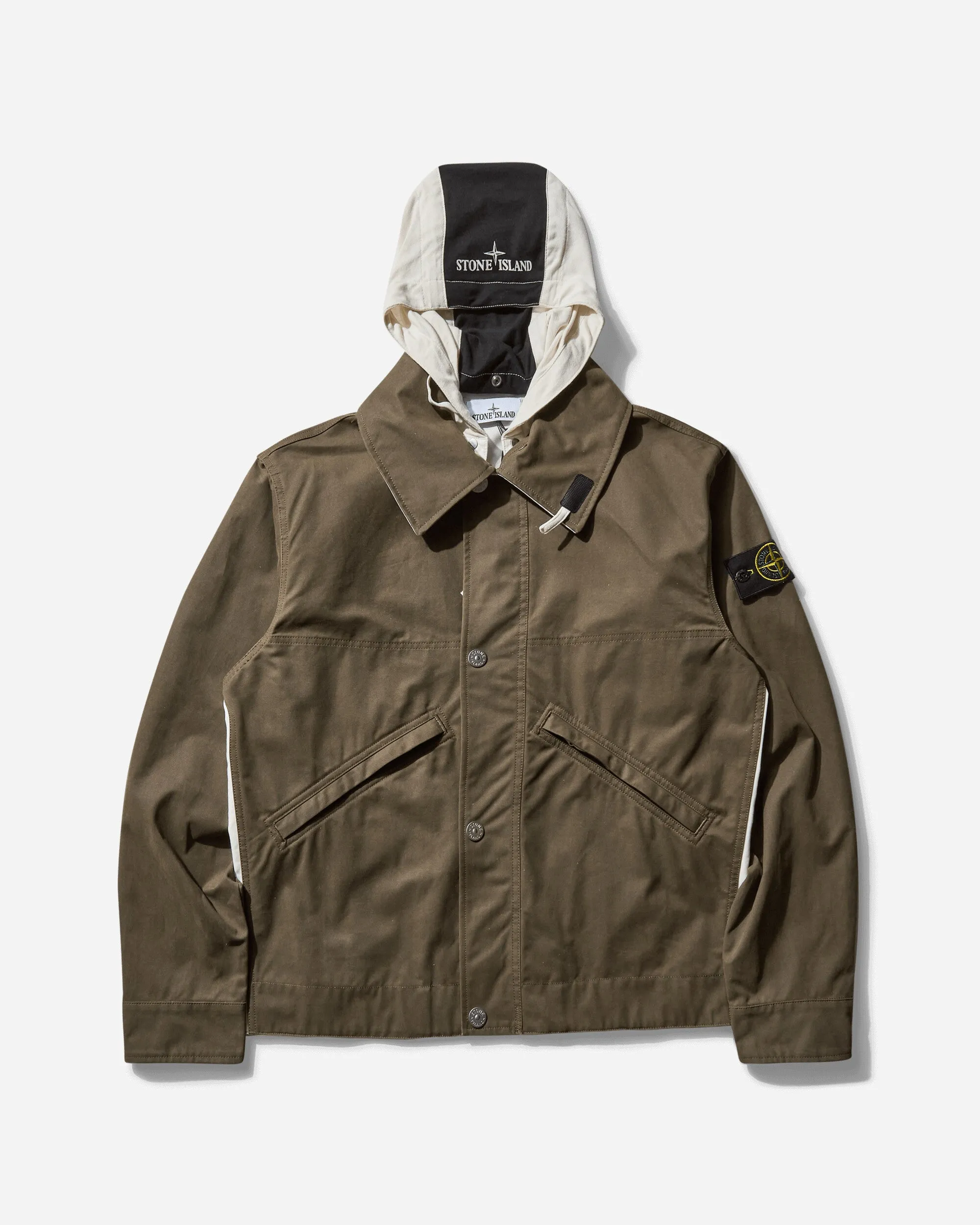 Men's Tela Resinata Hooded Jacket Military Green