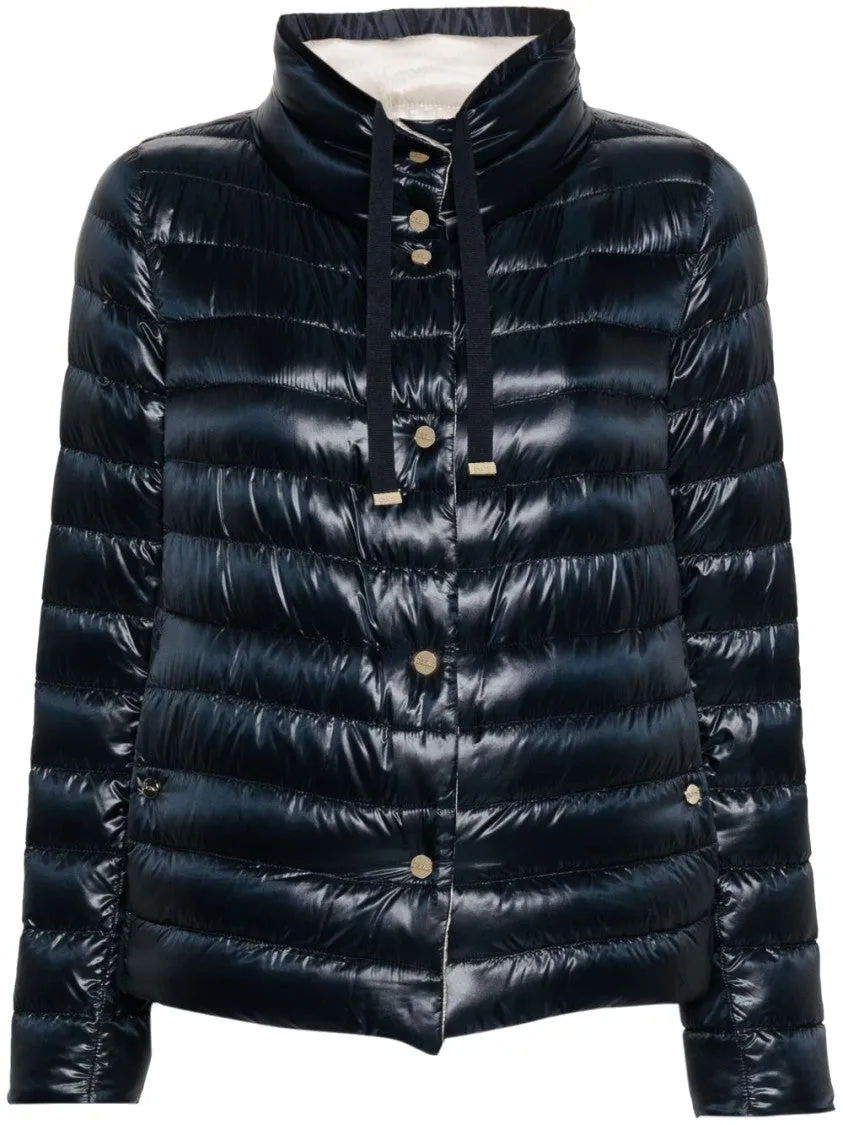 Navy Blue Shiny Effect Down Jacket