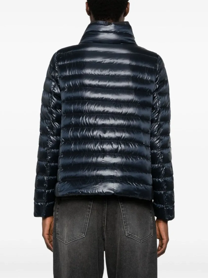 Navy Blue Shiny Effect Down Jacket