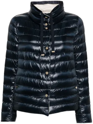 Navy Blue Shiny Effect Down Jacket