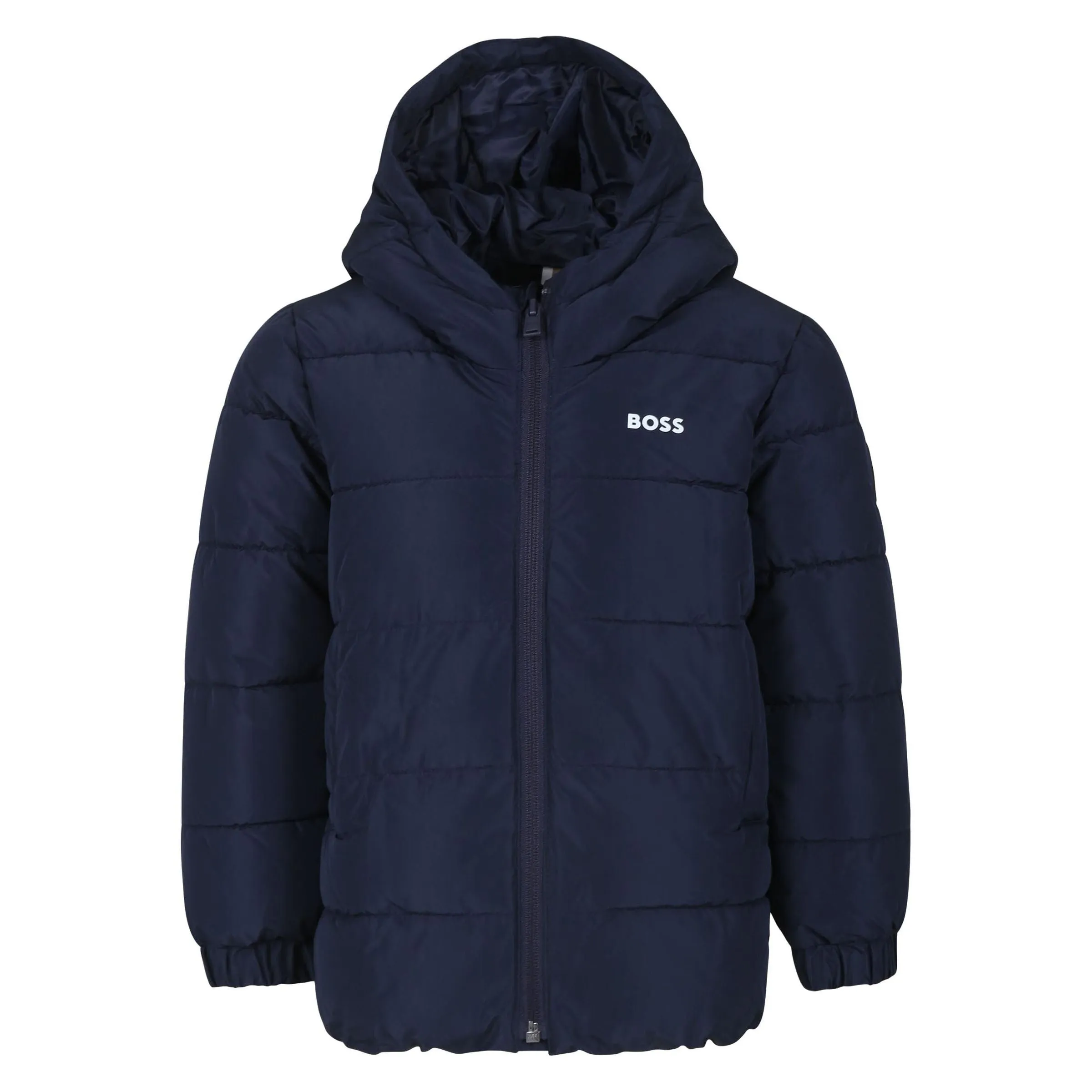 Navy Hooded Logo Puffer Jacket