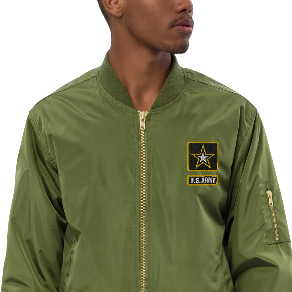Never Underestimate An Old Army, Custom US Army Ranks, Insignia On Back, Embroidered Recycled Bomber Jacket