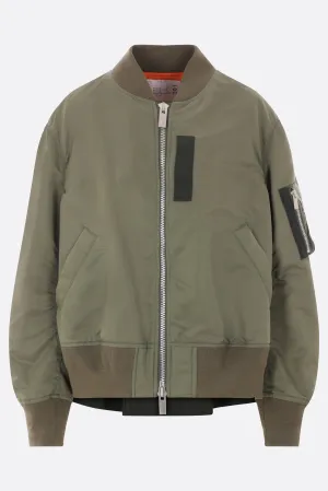 Oversized bomber jacket in nylon twill