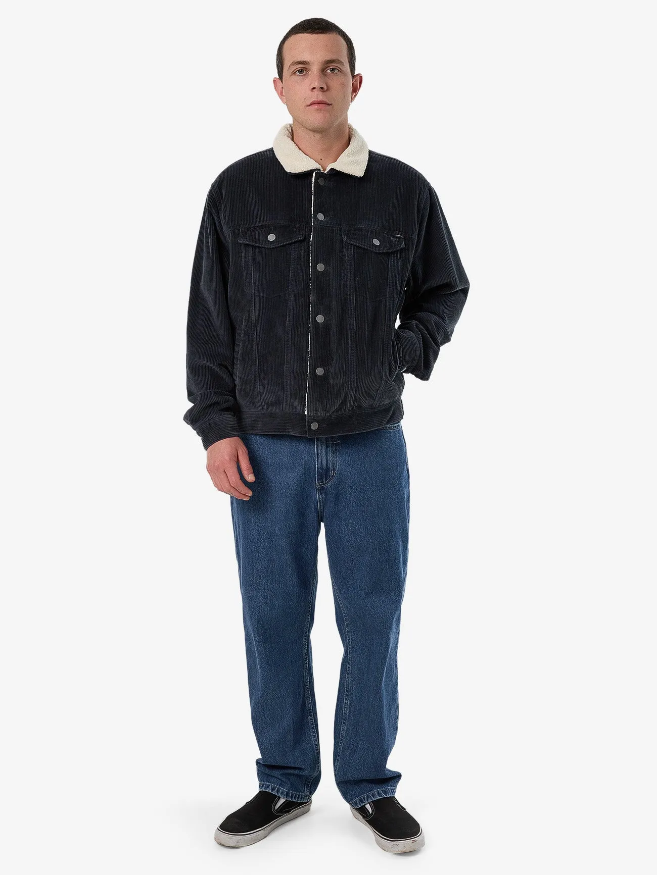 Oversized Sherpa Wanderer Cord Jacket - Ebony