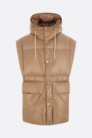recycled nylon oversize sleeveless down jacket
