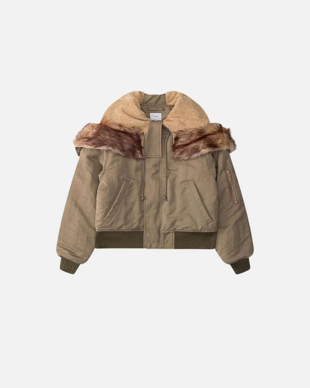 Rhude Fur Hooded Ma1 Jacket Beige