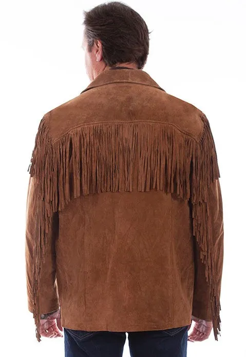 Scully 86 Suede Fringe Mens Jacket in Cinnamon Brown