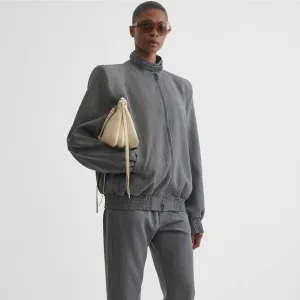 SHARP SHOULDER BOMBER | mist silk viscose